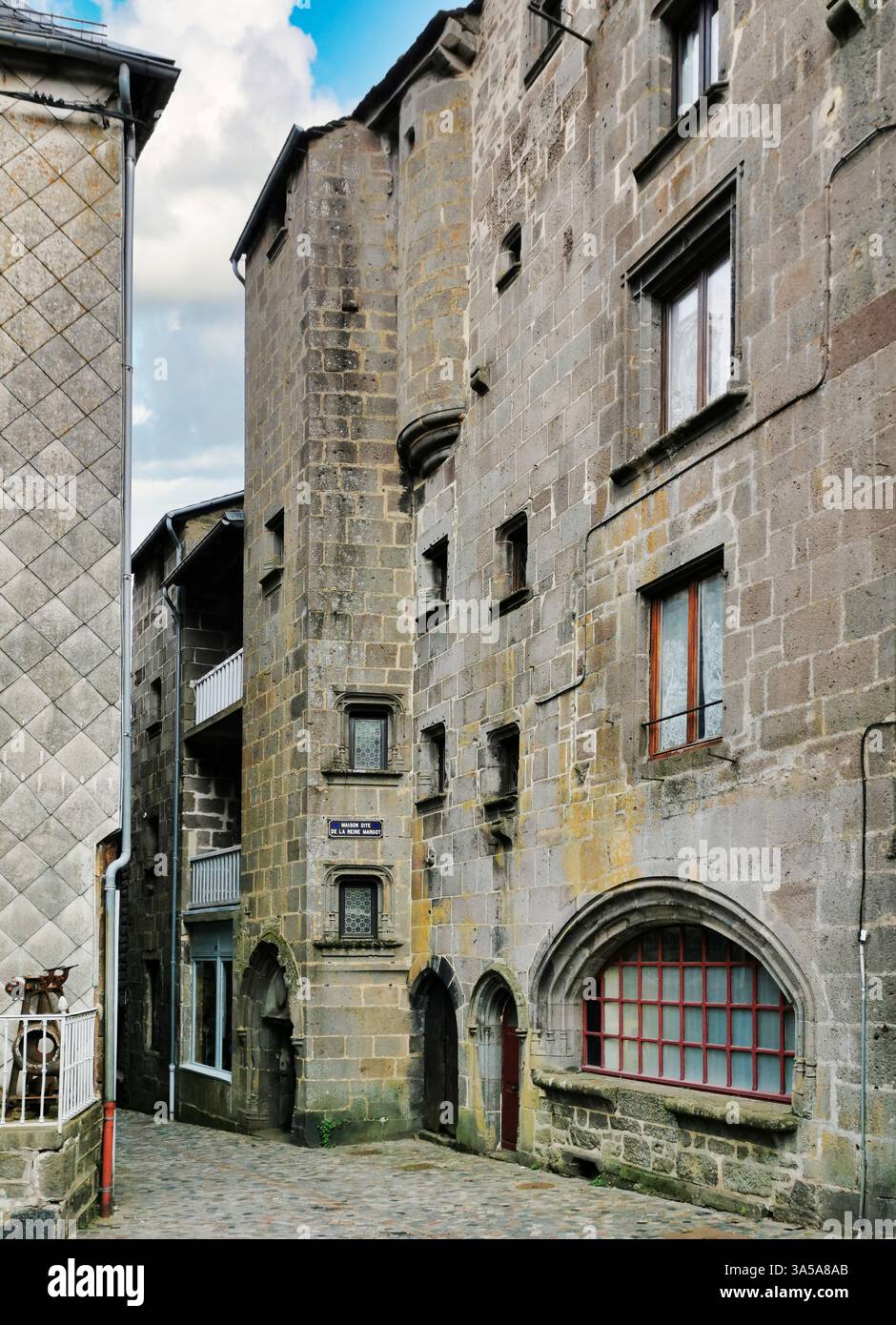 Besse en Chandesse,  Rue des Boucheries, stands the so-called Queen Margot house. Puy de Dome. Auvergne Rhone Alpes. France - Smartphone Captured Stock Image