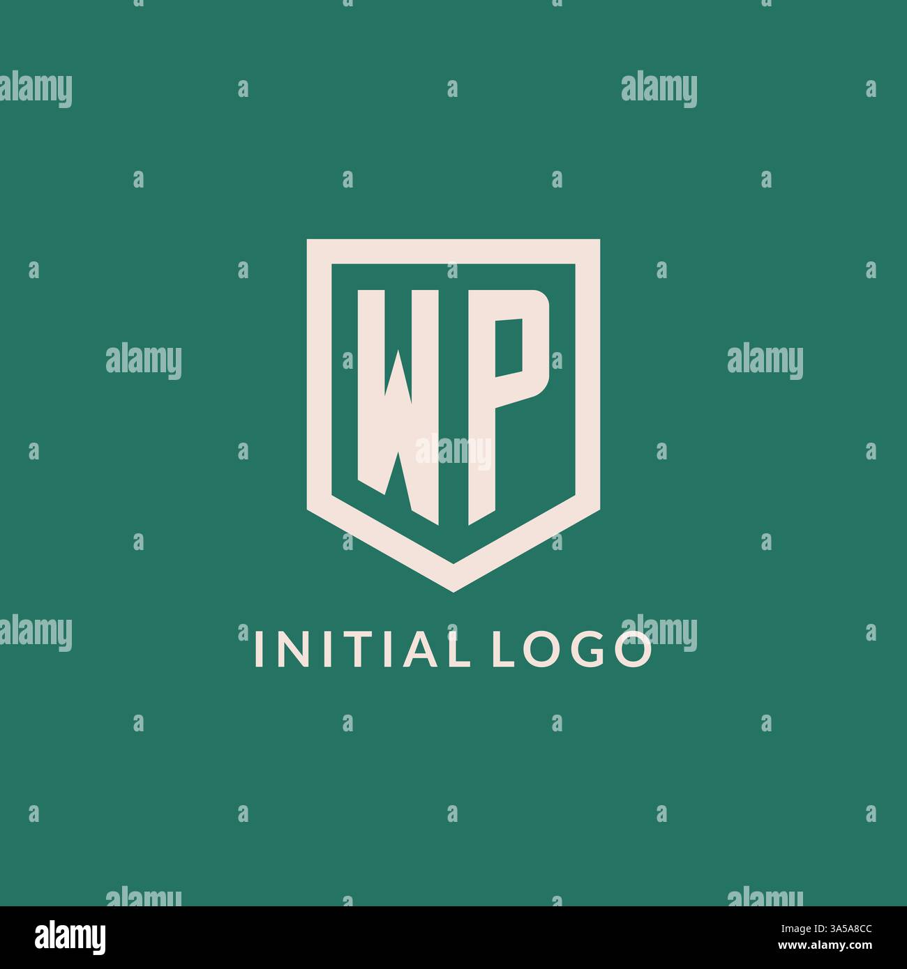 WP initial logo monogram shield geometric shape design vector graphic Stock Vector