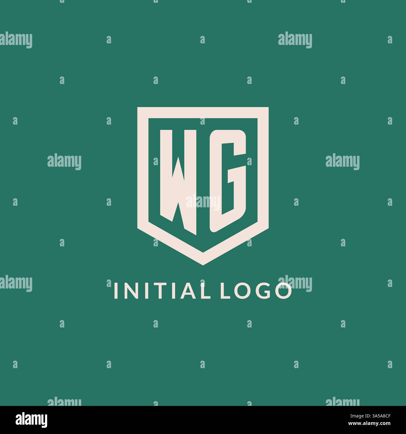 WG initial logo monogram shield geometric shape design vector graphic Stock Vector