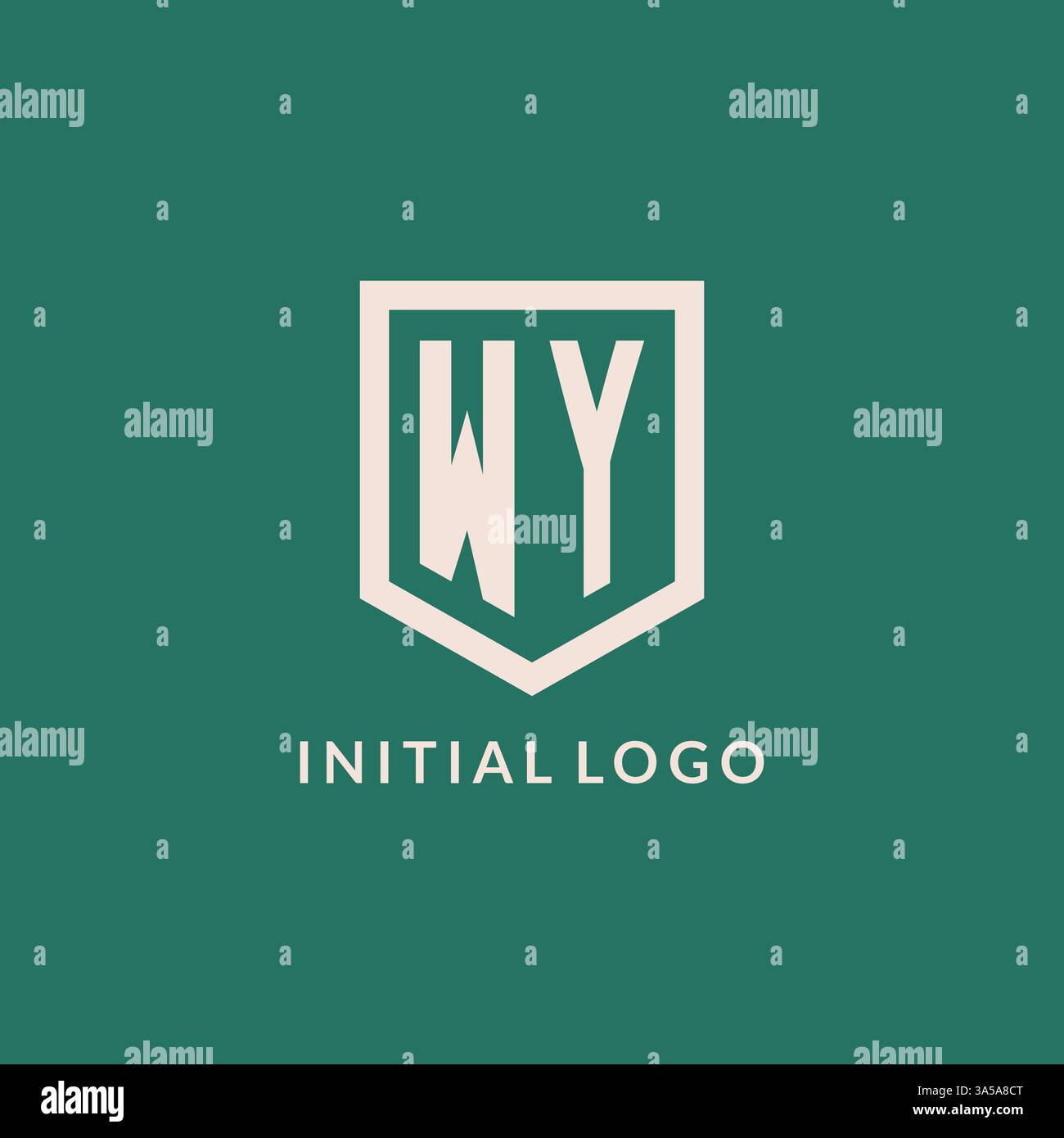 WY initial logo monogram shield geometric shape design vector graphic Stock Vector