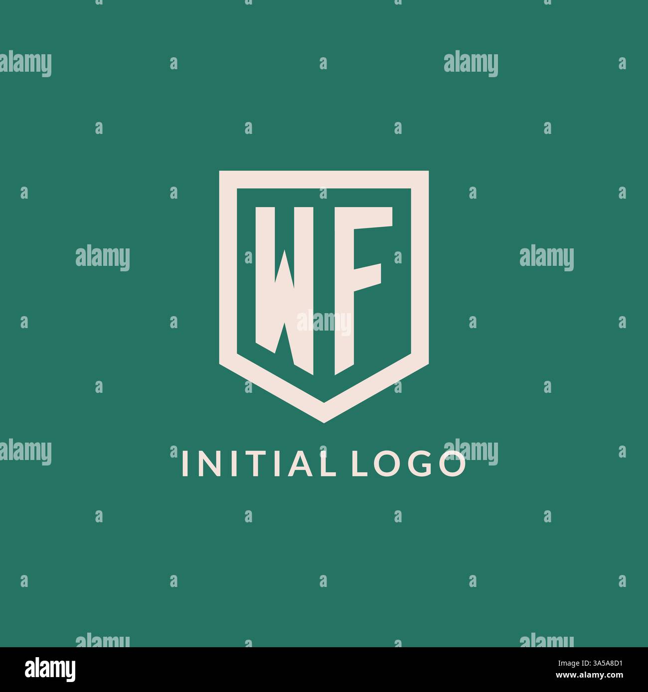 WF initial logo monogram shield geometric shape design vector graphic Stock Vector