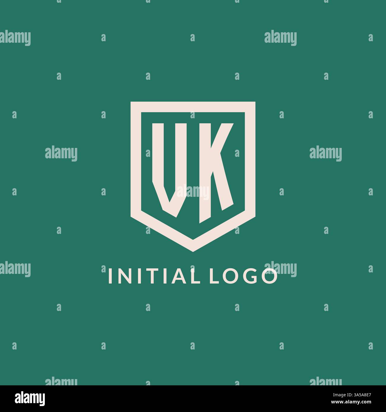VK initial logo monogram shield geometric shape design vector graphic Stock Vector