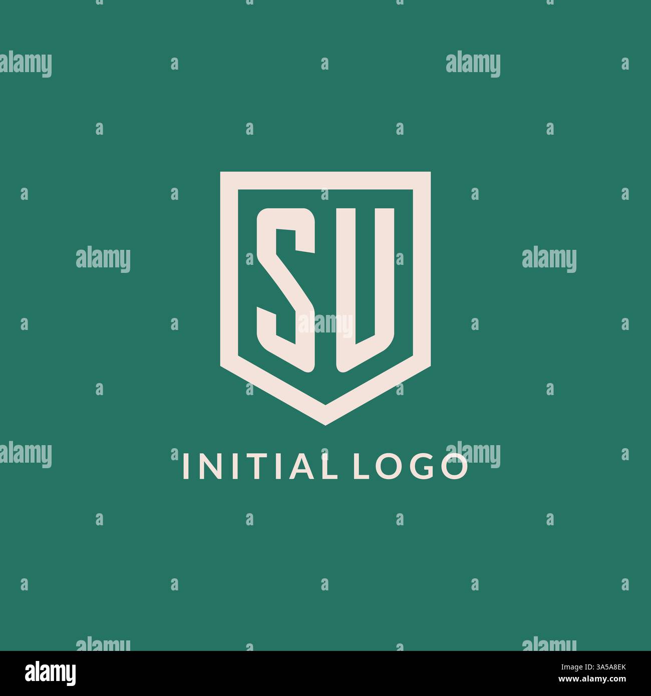 SU initial logo monogram shield geometric shape design vector graphic Stock Vector