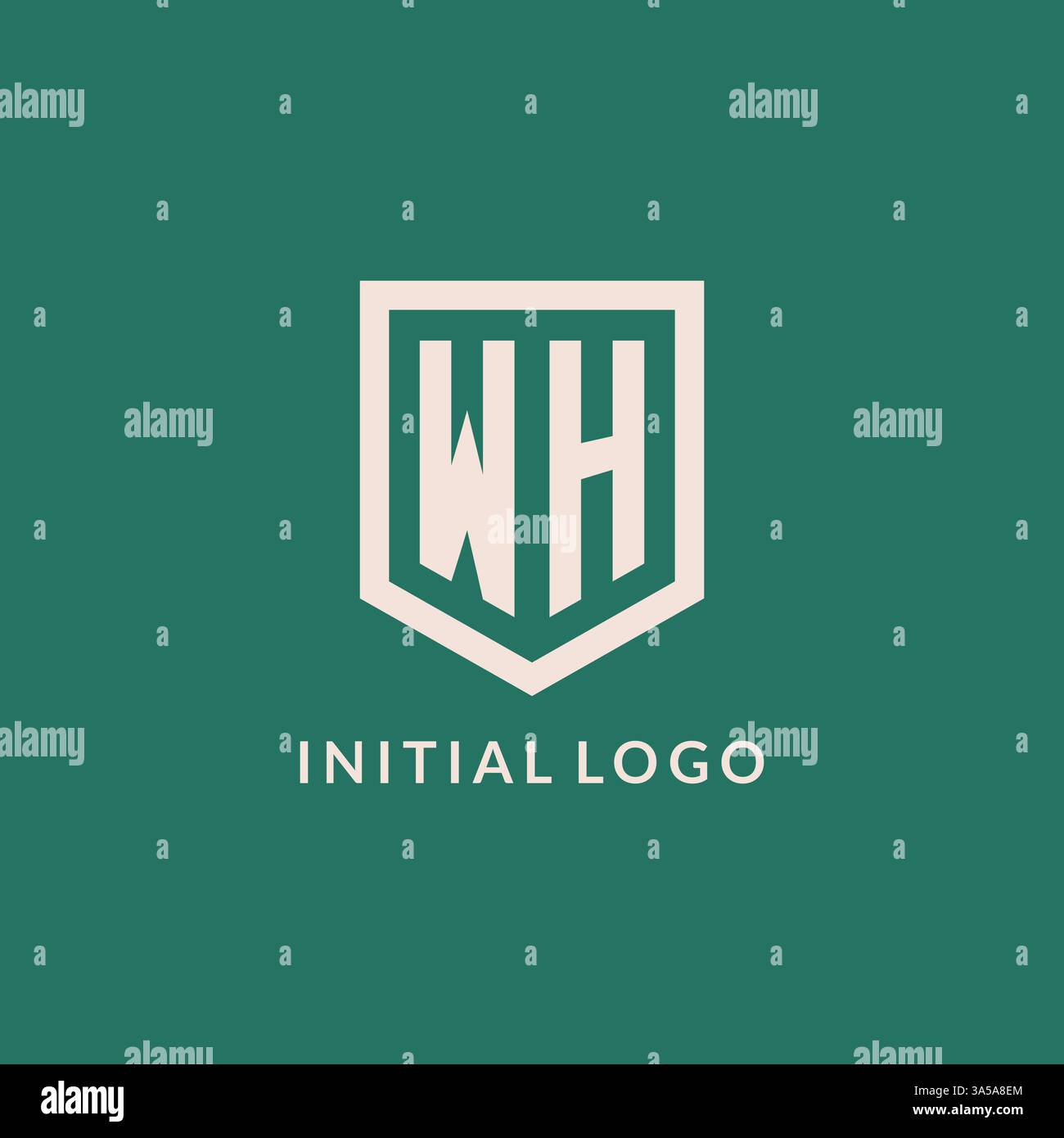WH initial logo monogram shield geometric shape design vector graphic Stock Vector