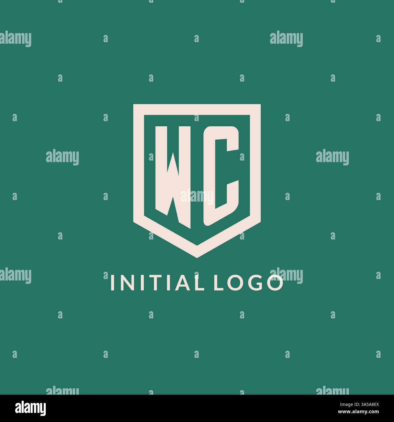 WC initial logo monogram shield geometric shape design vector graphic Stock Vector