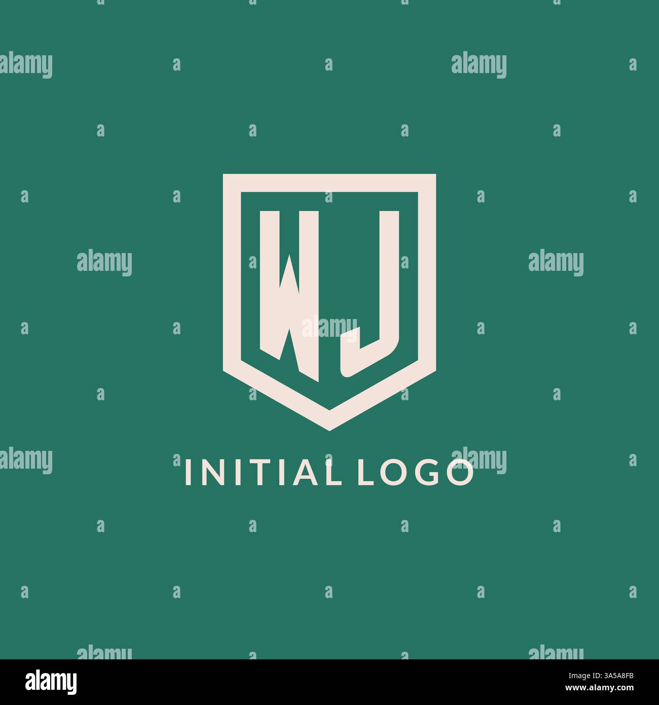 WJ initial logo monogram shield geometric shape design vector graphic Stock Vector