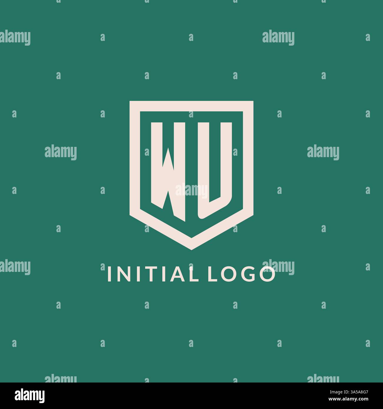 WU initial logo monogram shield geometric shape design vector graphic Stock Vector
