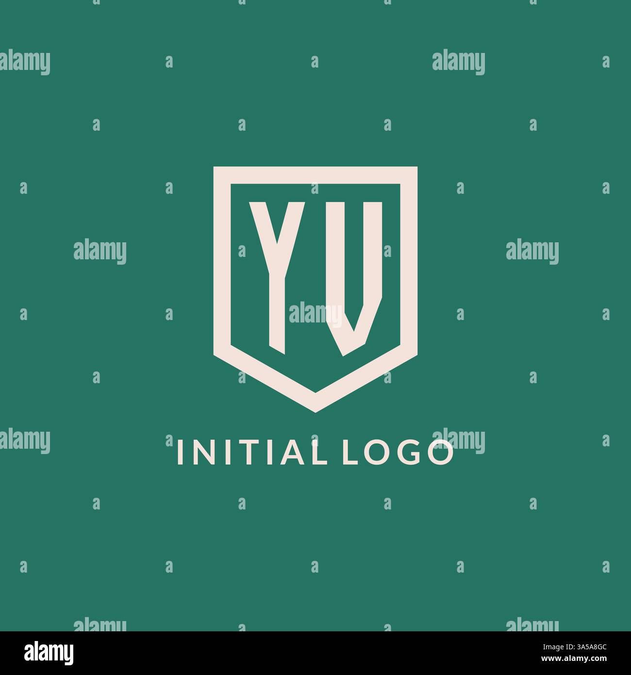 YV initial logo monogram shield geometric shape design vector graphic Stock Vector