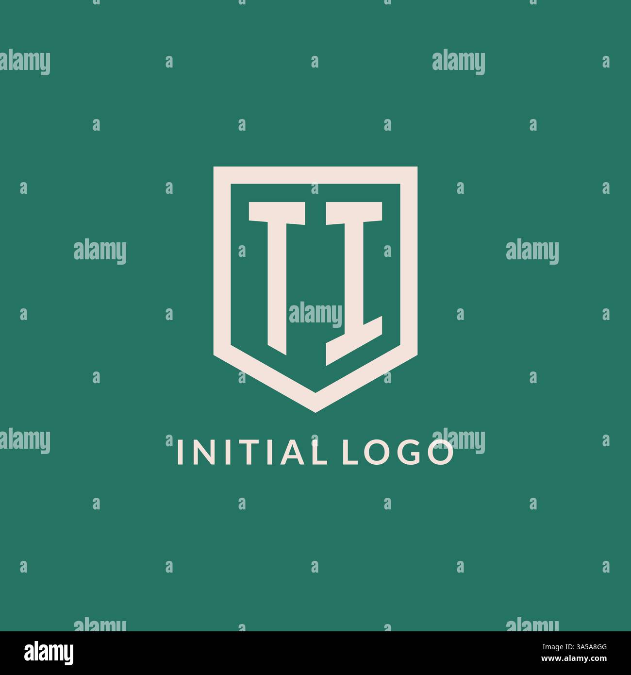 TI initial logo monogram shield geometric shape design vector graphic Stock Vector