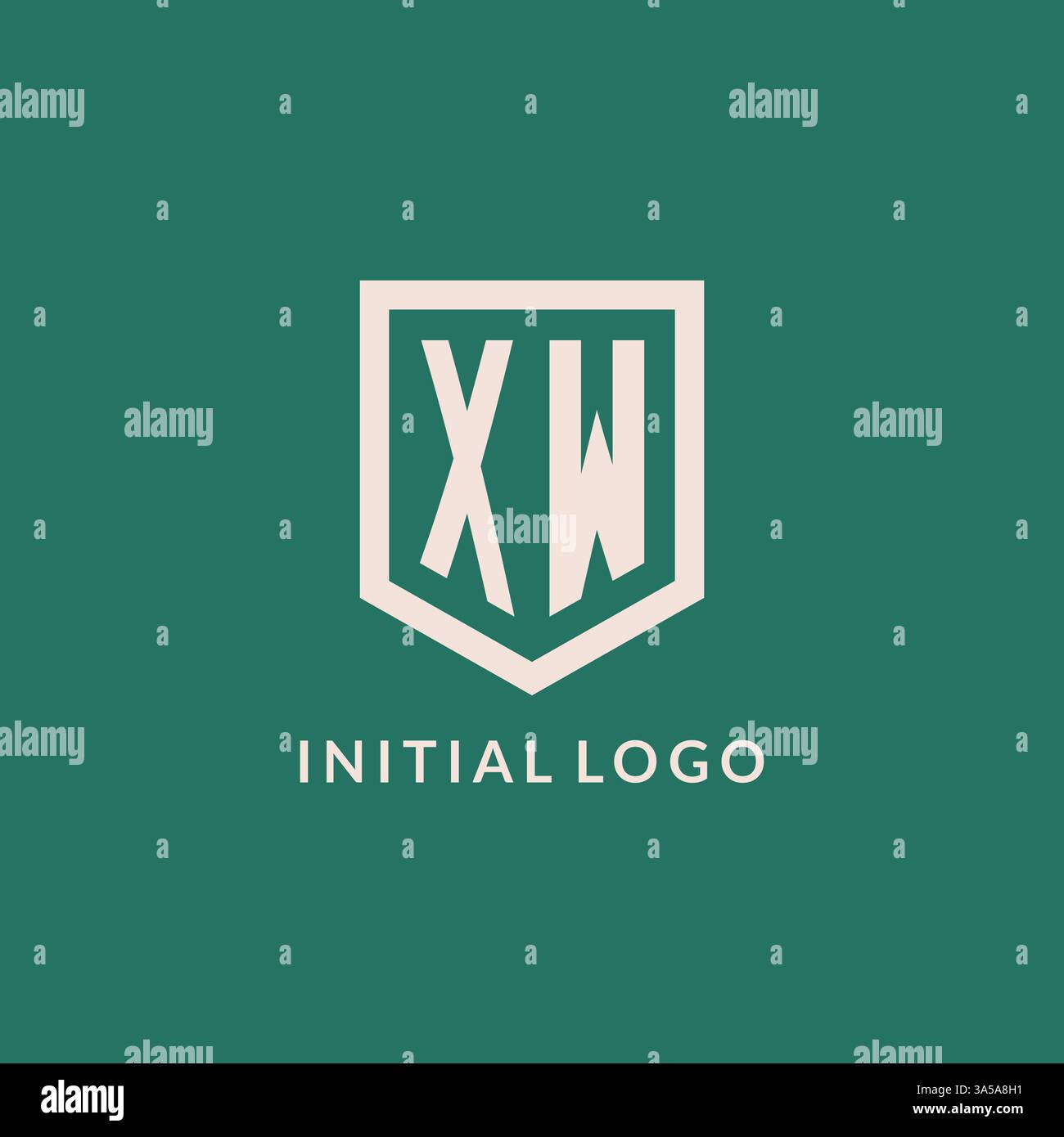 XW initial logo monogram shield geometric shape design vector graphic Stock Vector