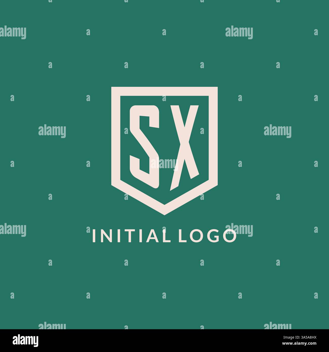 SX initial logo monogram shield geometric shape design vector graphic Stock Vector