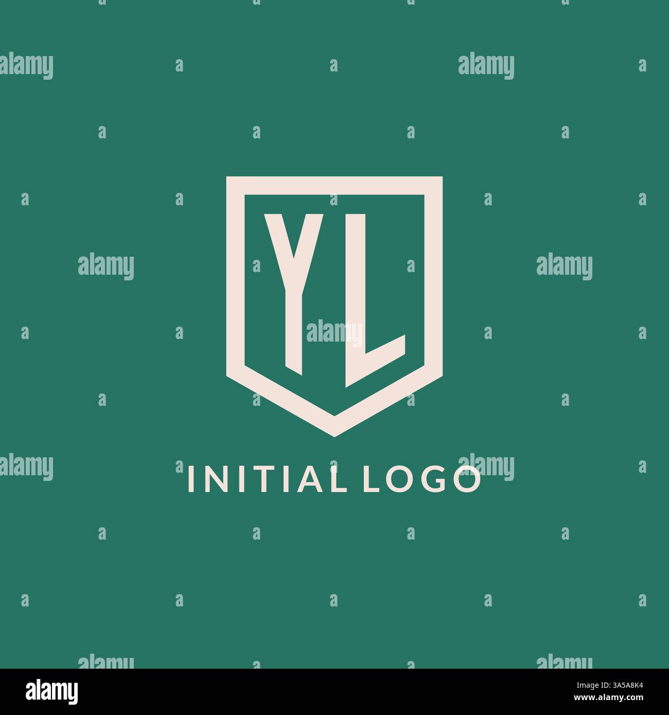 YL initial logo monogram shield geometric shape design vector graphic Stock Vector