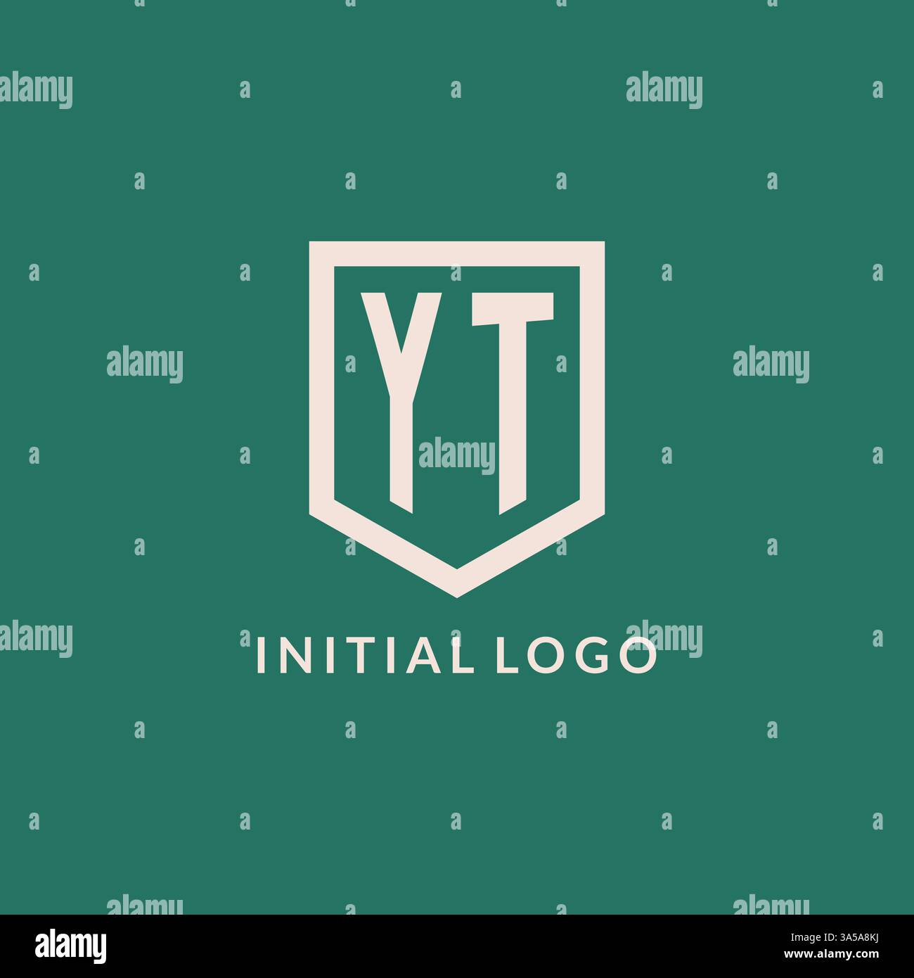 YT initial logo monogram shield geometric shape design vector graphic Stock Vector