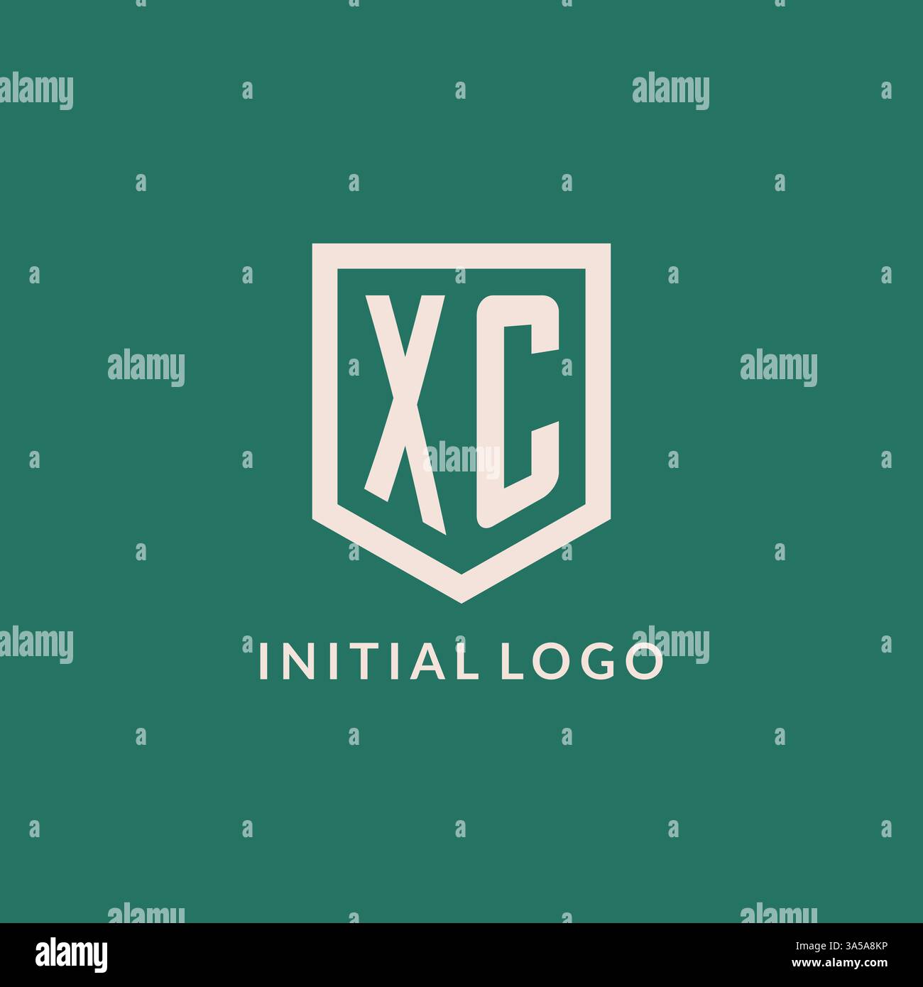 XC initial logo monogram shield geometric shape design vector graphic Stock Vector
