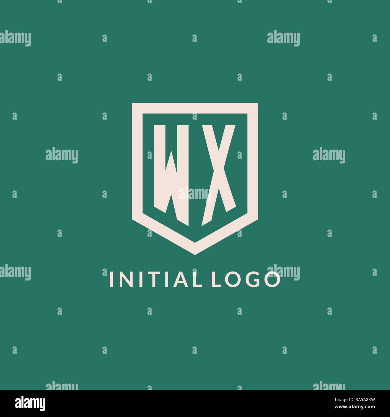 WX initial logo monogram shield geometric shape design vector graphic Stock Vector