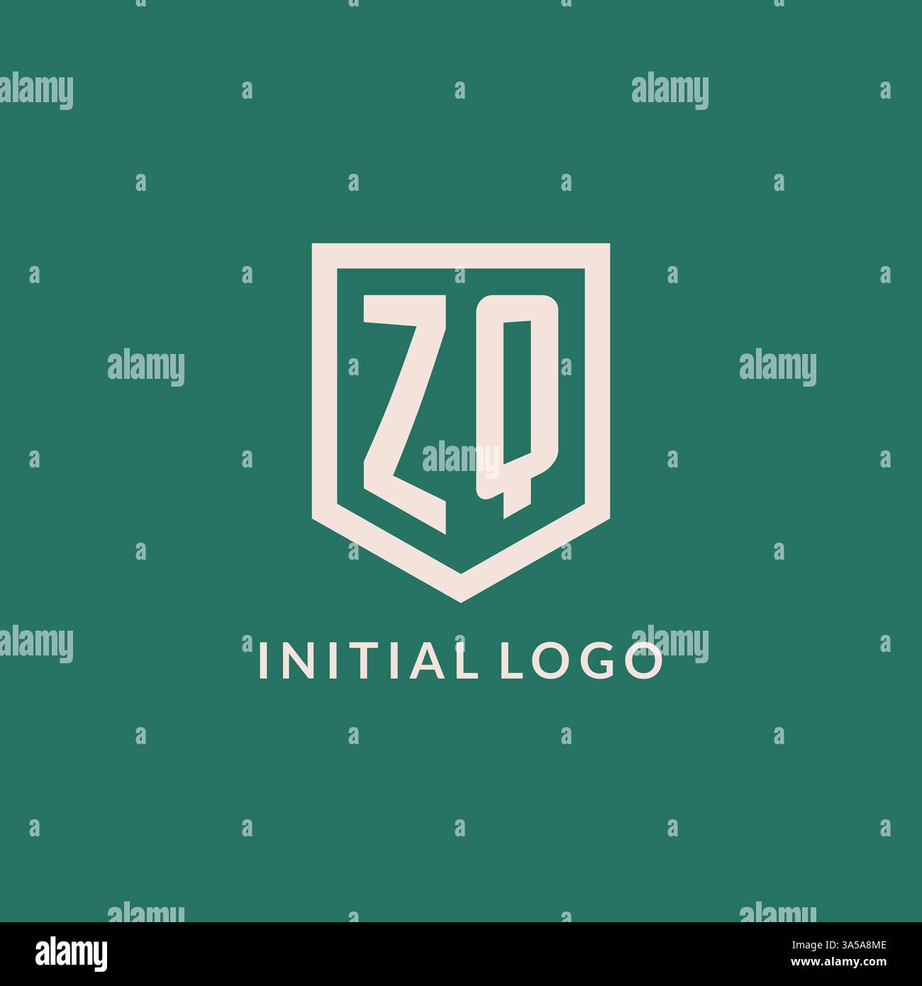 ZQ initial logo monogram shield geometric shape design vector graphic Stock Vector