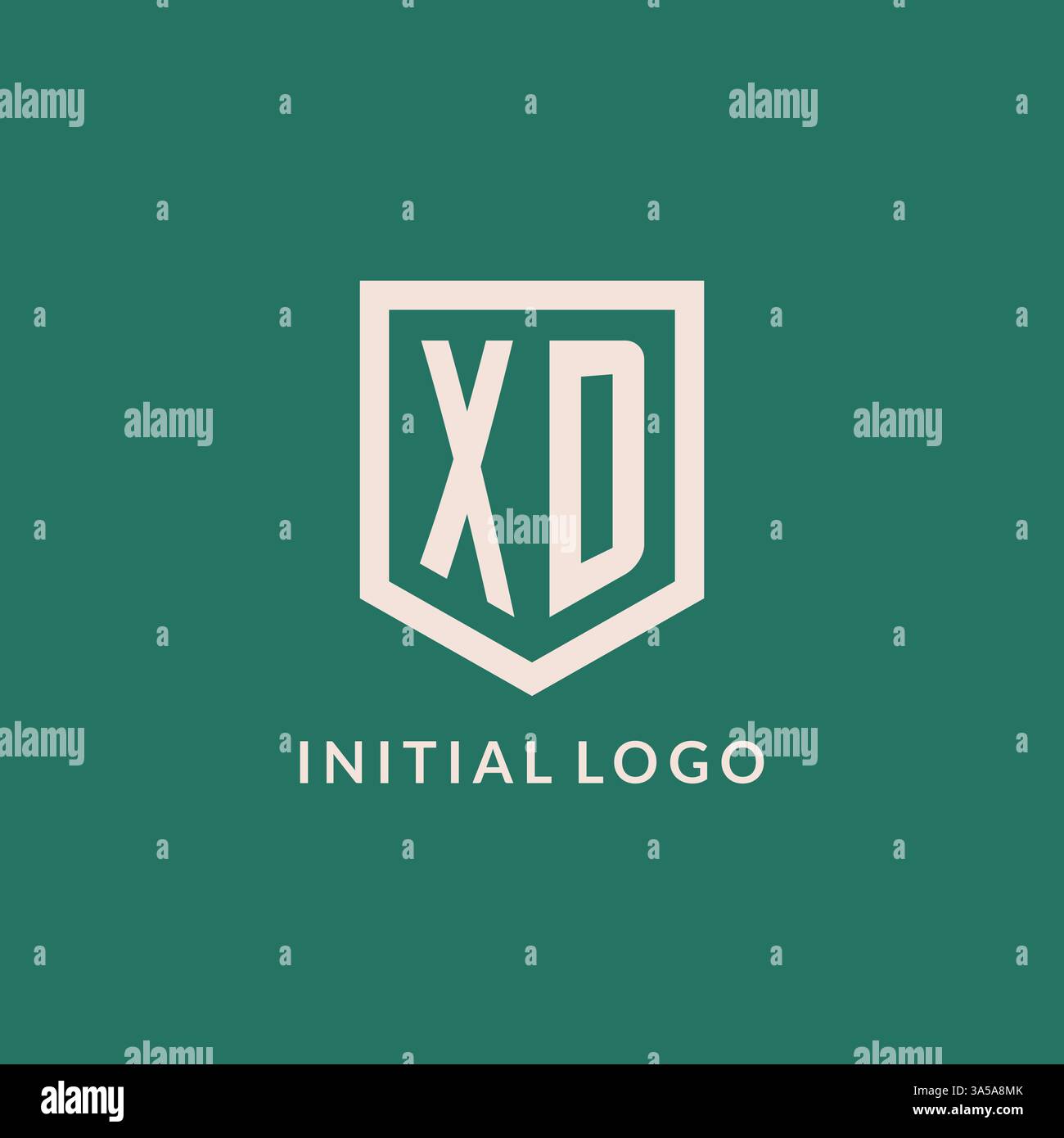 XD initial logo monogram shield geometric shape design vector graphic Stock Vector