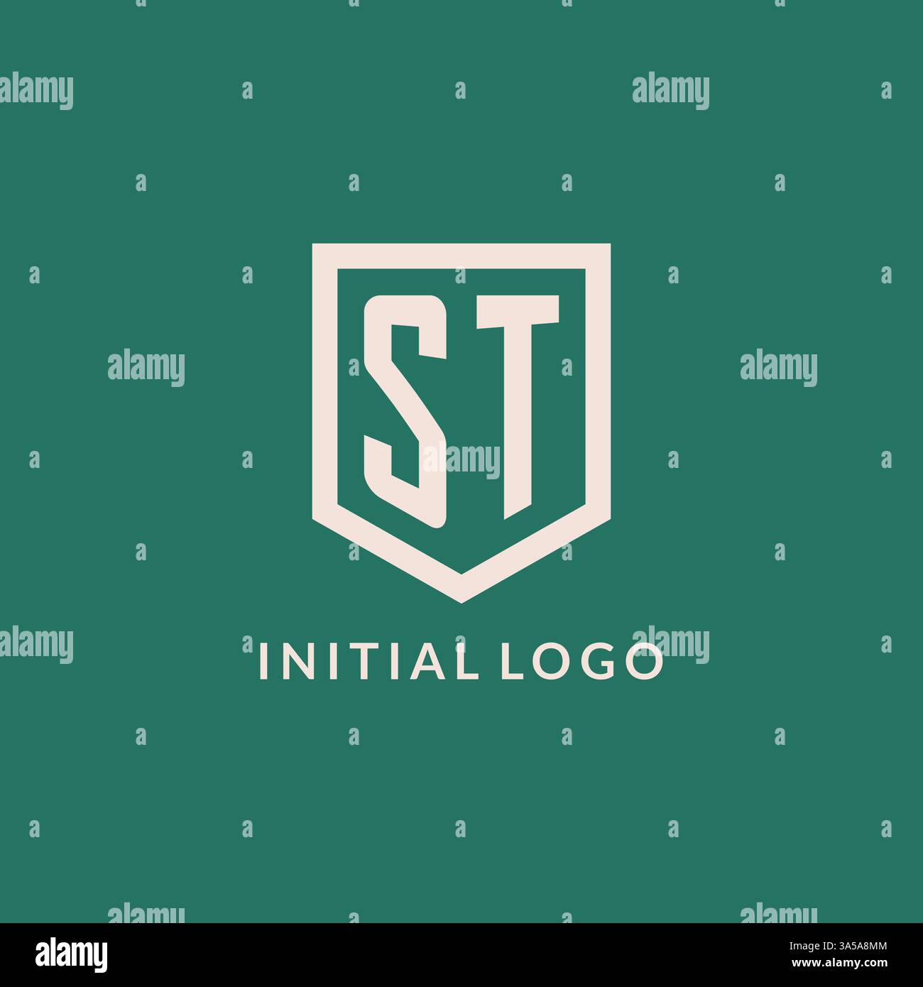 ST initial logo monogram shield geometric shape design vector graphic Stock Vector