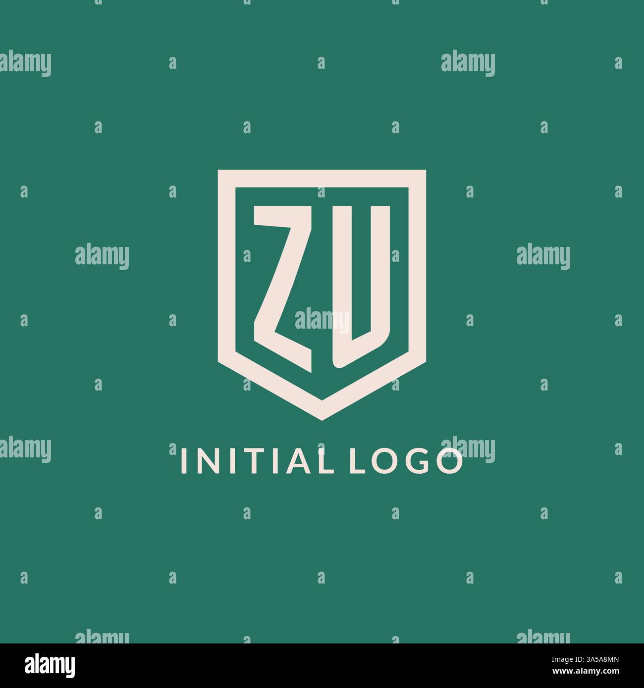 ZU initial logo monogram shield geometric shape design vector graphic Stock Vector