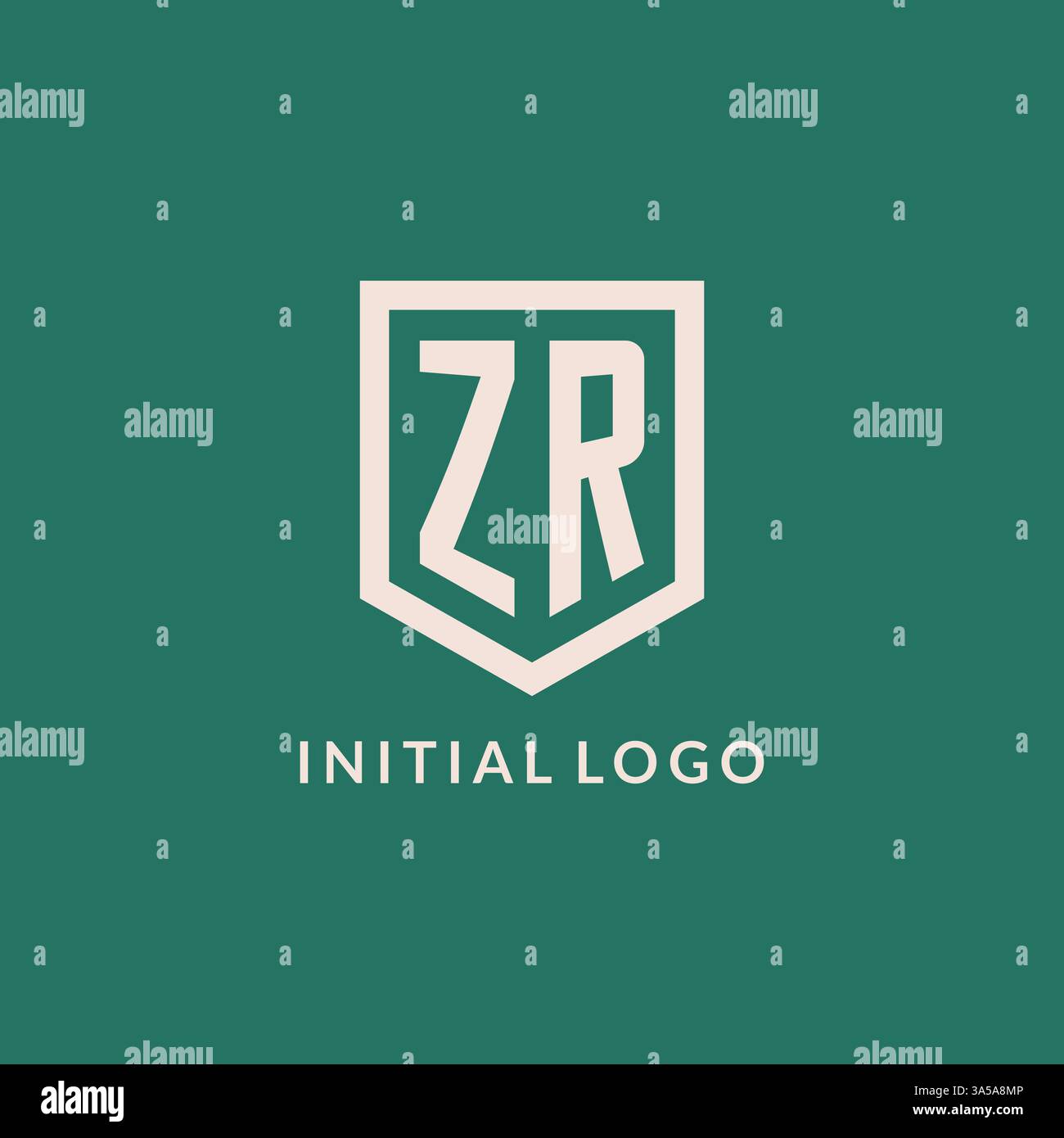 ZR initial logo monogram shield geometric shape design vector graphic Stock Vector