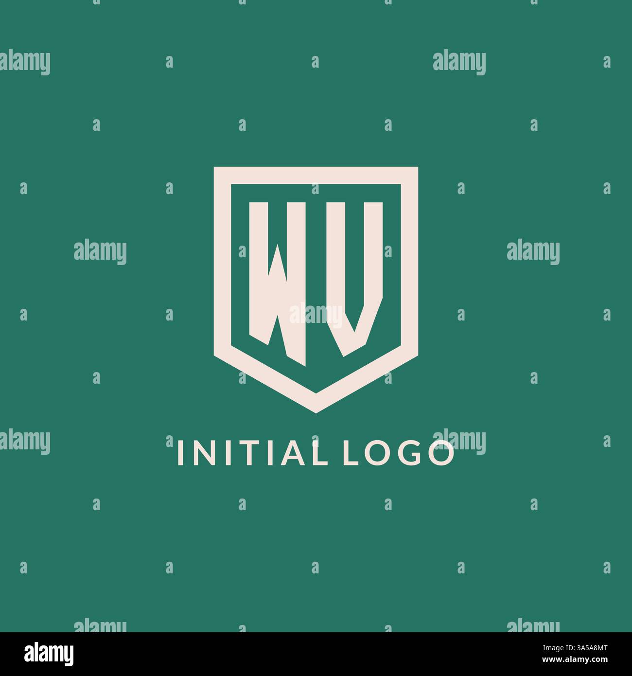WV initial logo monogram shield geometric shape design vector graphic Stock Vector