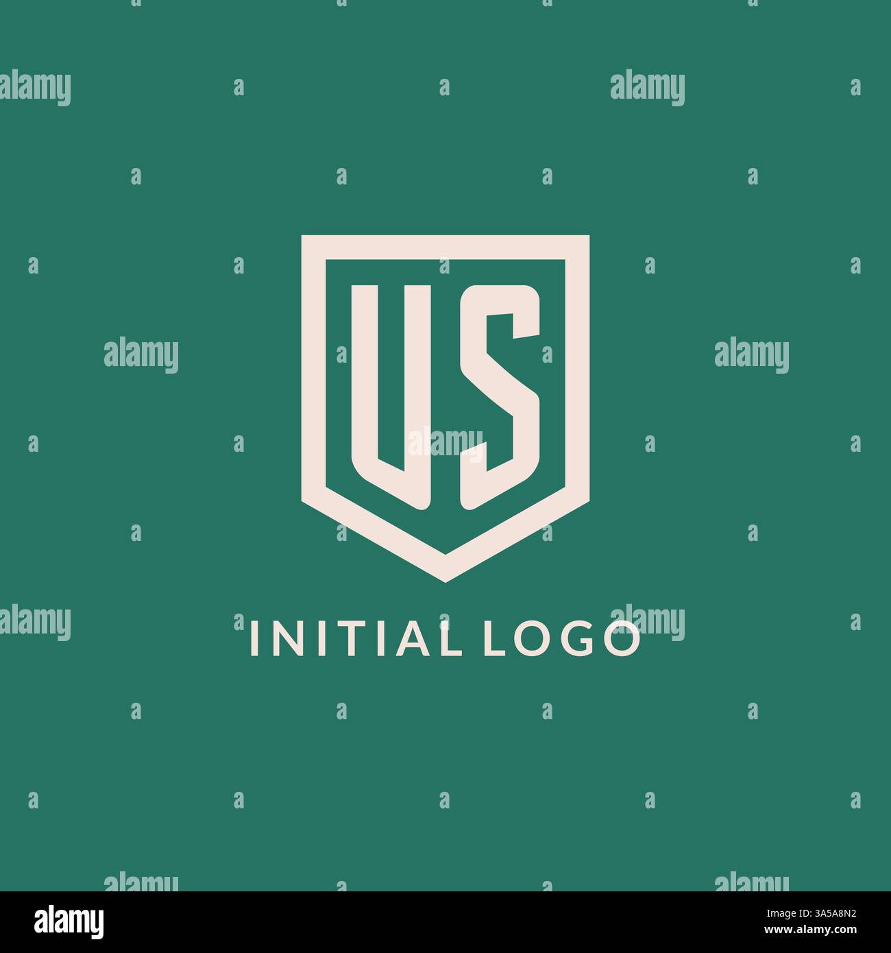 US initial logo monogram shield geometric shape design vector graphic Stock Vector