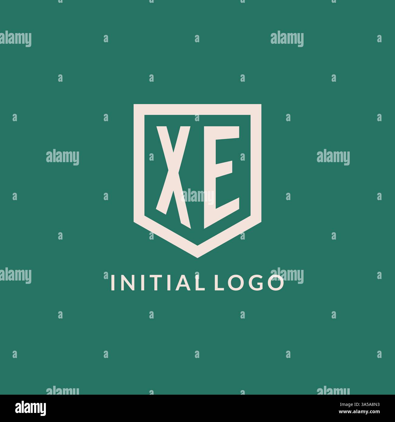 XE initial logo monogram shield geometric shape design vector graphic Stock Vector