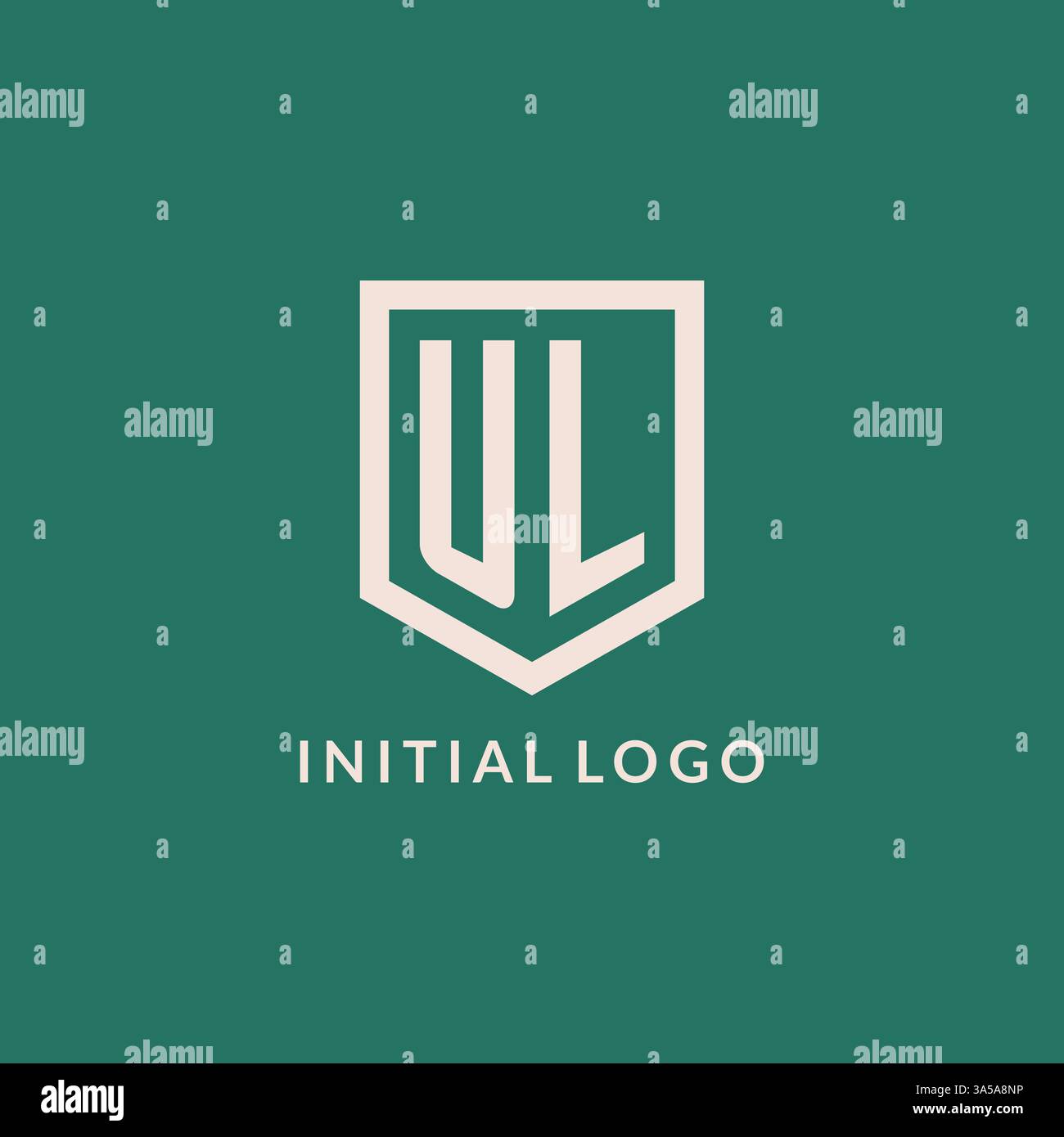 UL initial logo monogram shield geometric shape design vector graphic Stock Vector