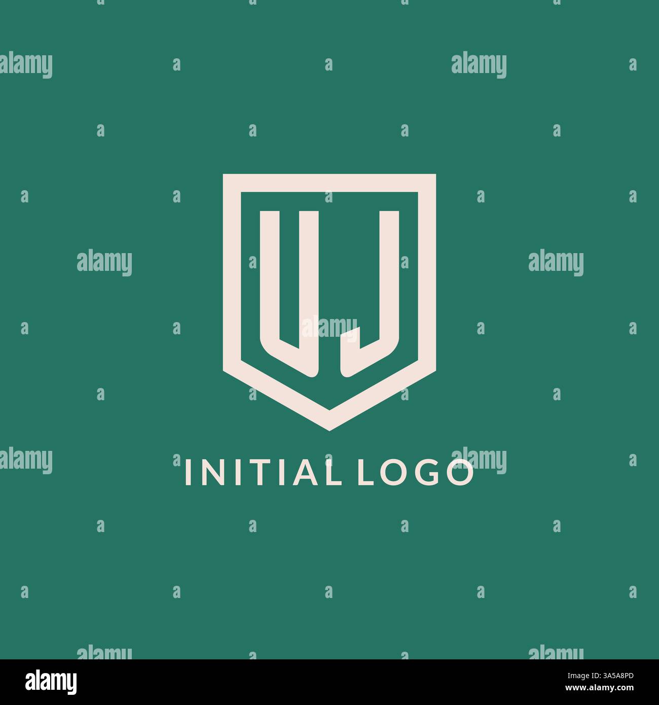 UJ initial logo monogram shield geometric shape design vector graphic Stock Vector