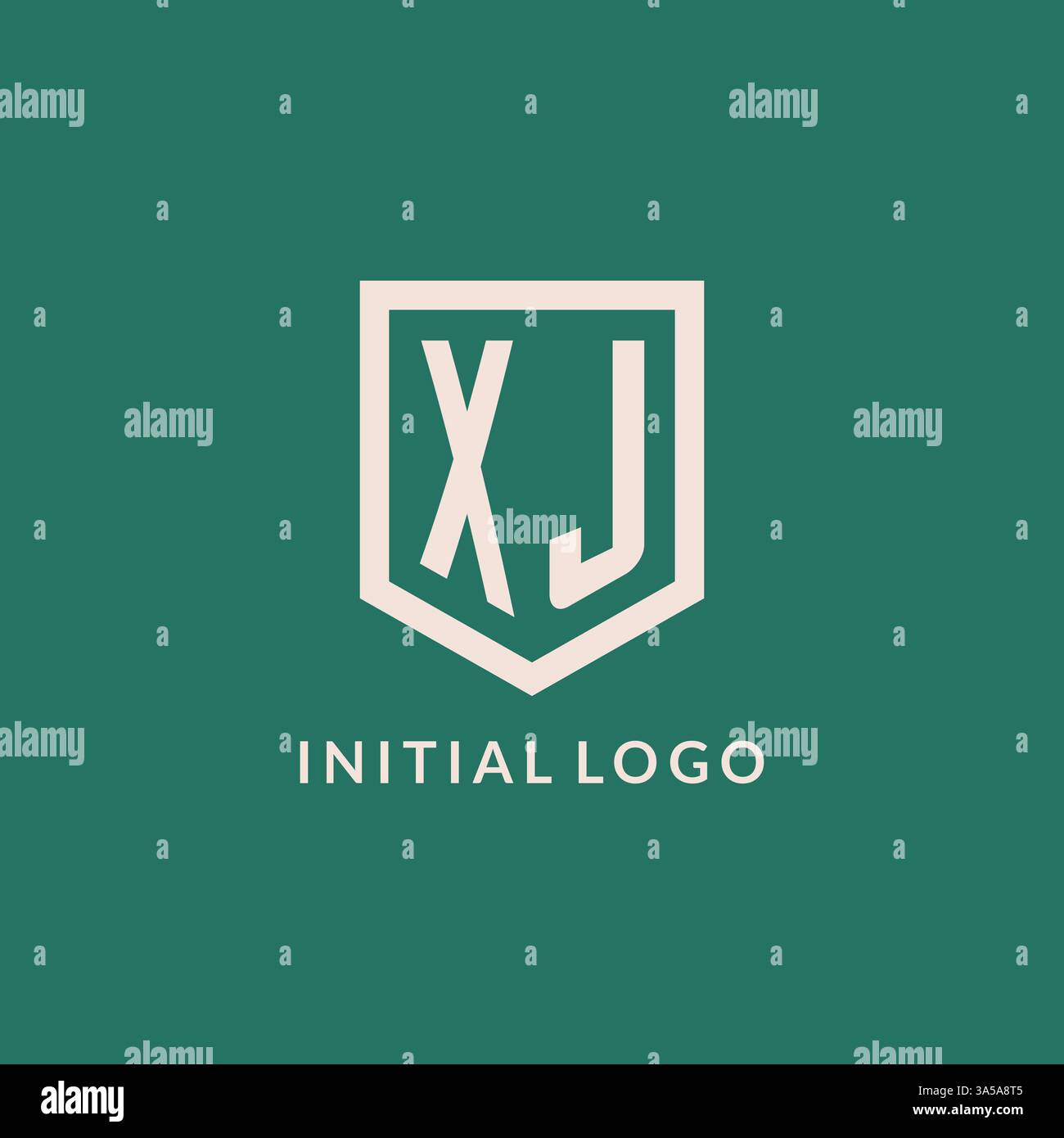 XJ initial logo monogram shield geometric shape design vector graphic Stock Vector