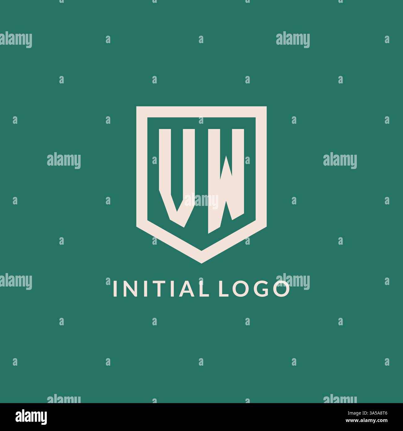 VW initial logo monogram shield geometric shape design vector graphic Stock Vector