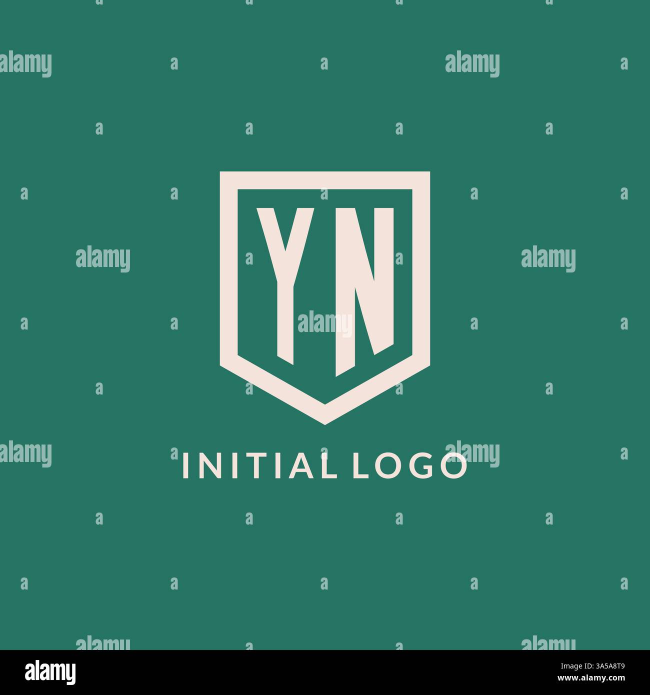 YN initial logo monogram shield geometric shape design vector graphic Stock Vector