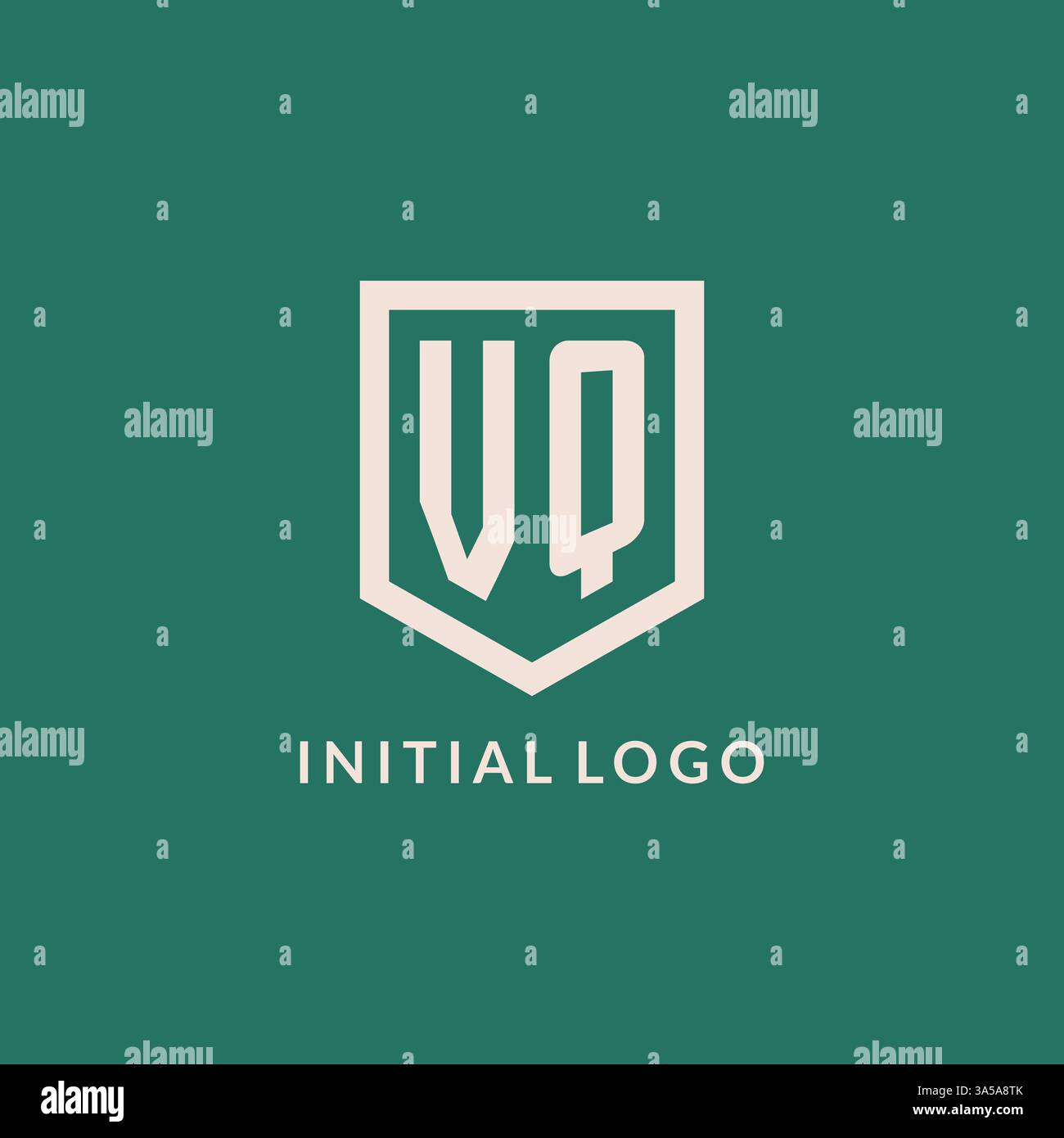 VQ initial logo monogram shield geometric shape design vector graphic Stock Vector