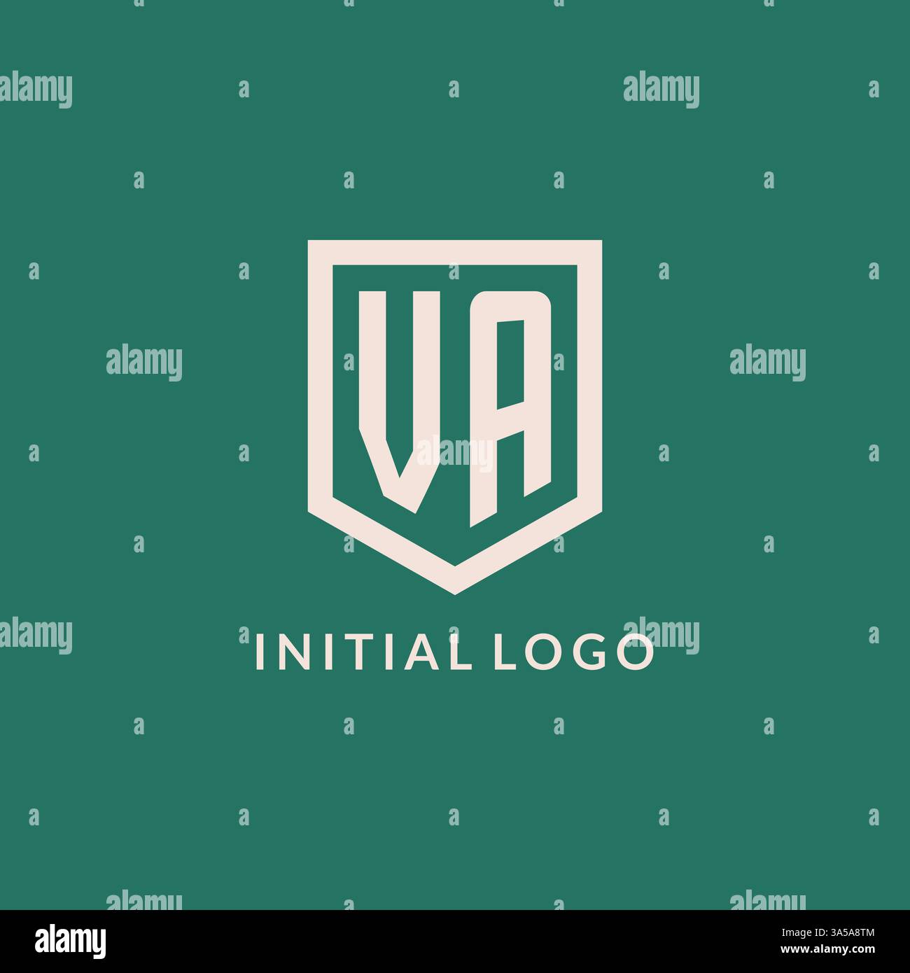 VA initial logo monogram shield geometric shape design vector graphic Stock Vector