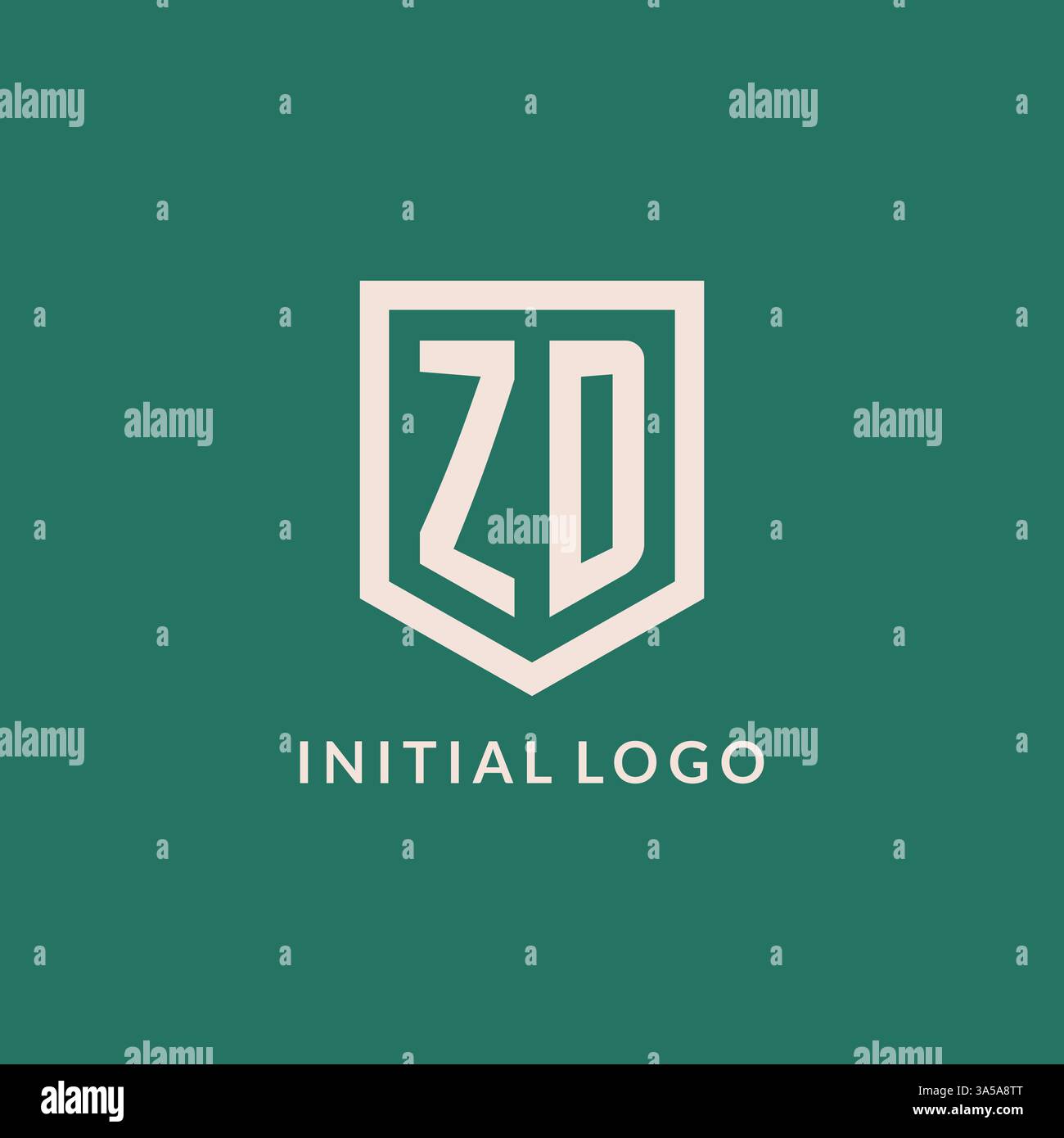 ZD initial logo monogram shield geometric shape design vector graphic Stock Vector