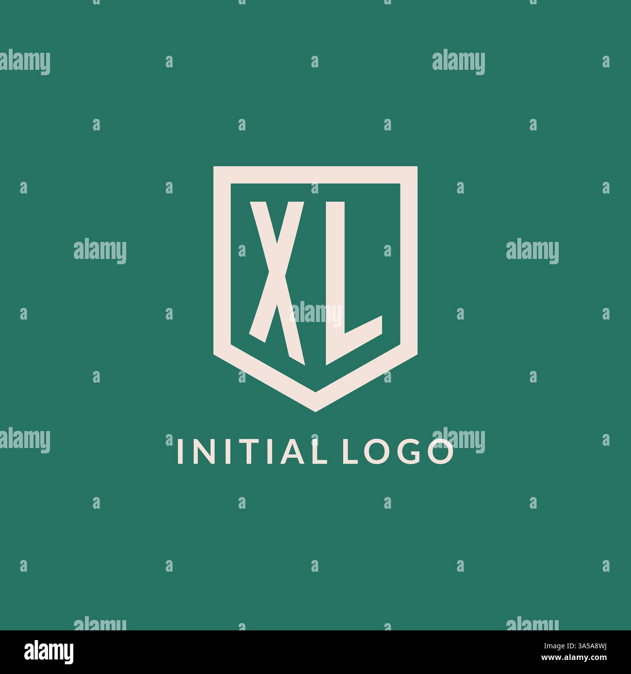 XL initial logo monogram shield geometric shape design vector graphic Stock Vector