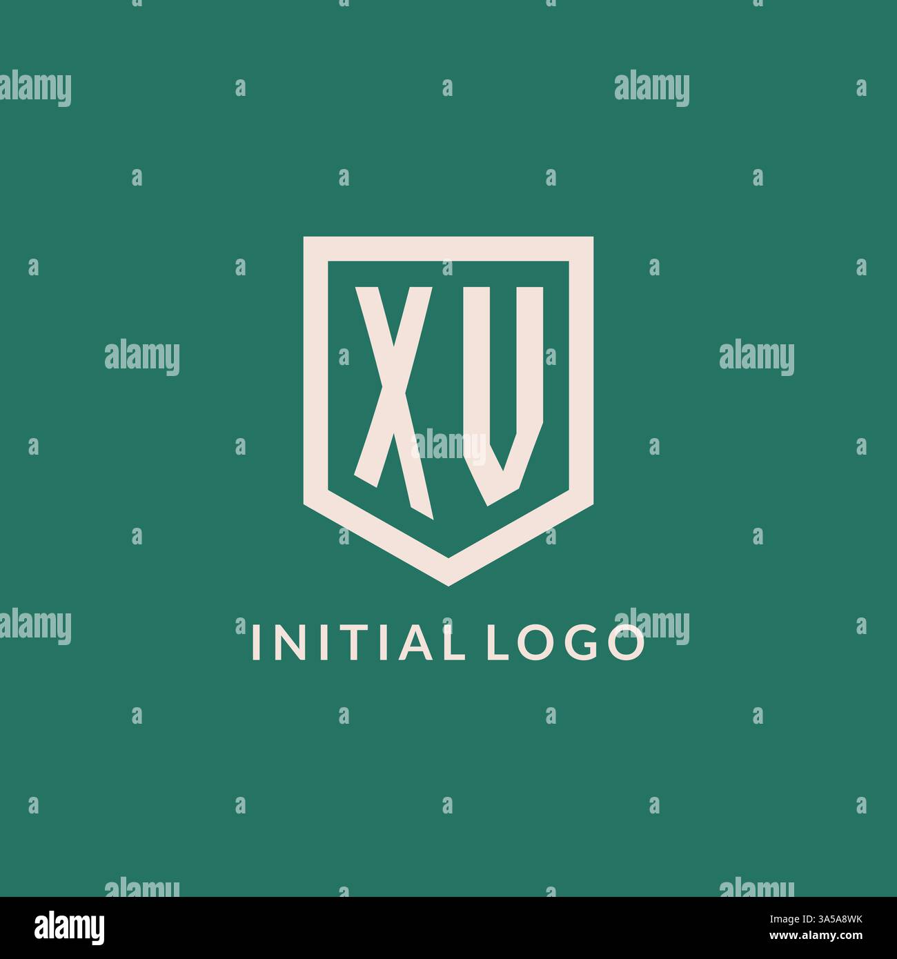 XV initial logo monogram shield geometric shape design vector graphic Stock Vector