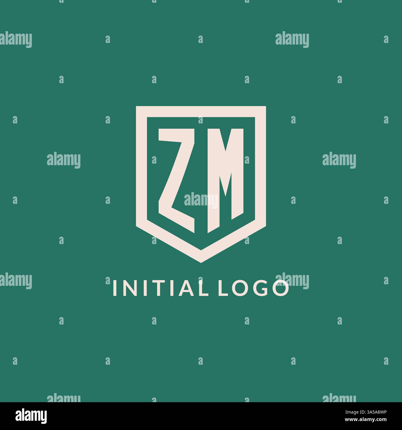 ZM initial logo monogram shield geometric shape design vector graphic Stock Vector