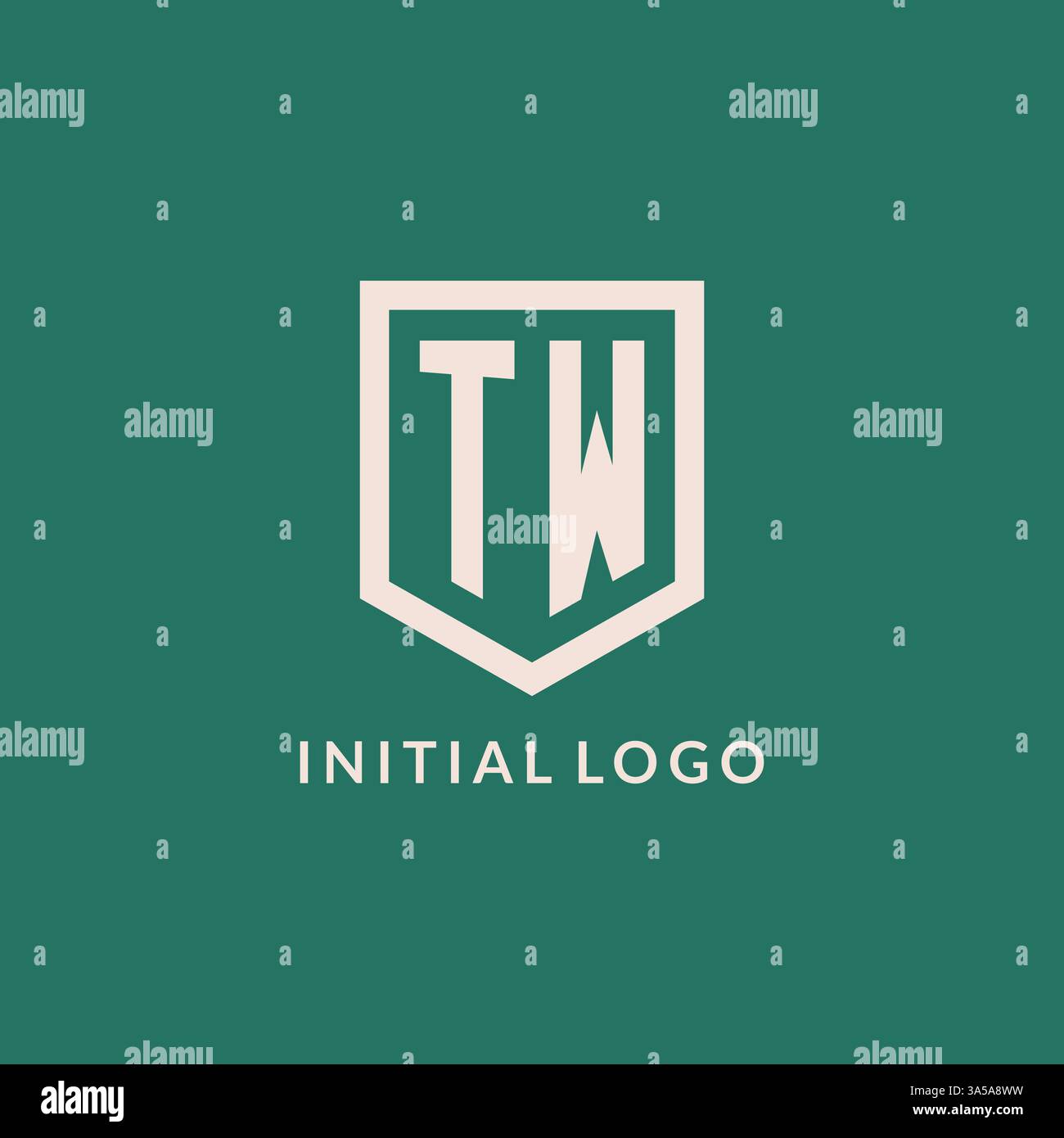 TW initial logo monogram shield geometric shape design vector graphic Stock Vector