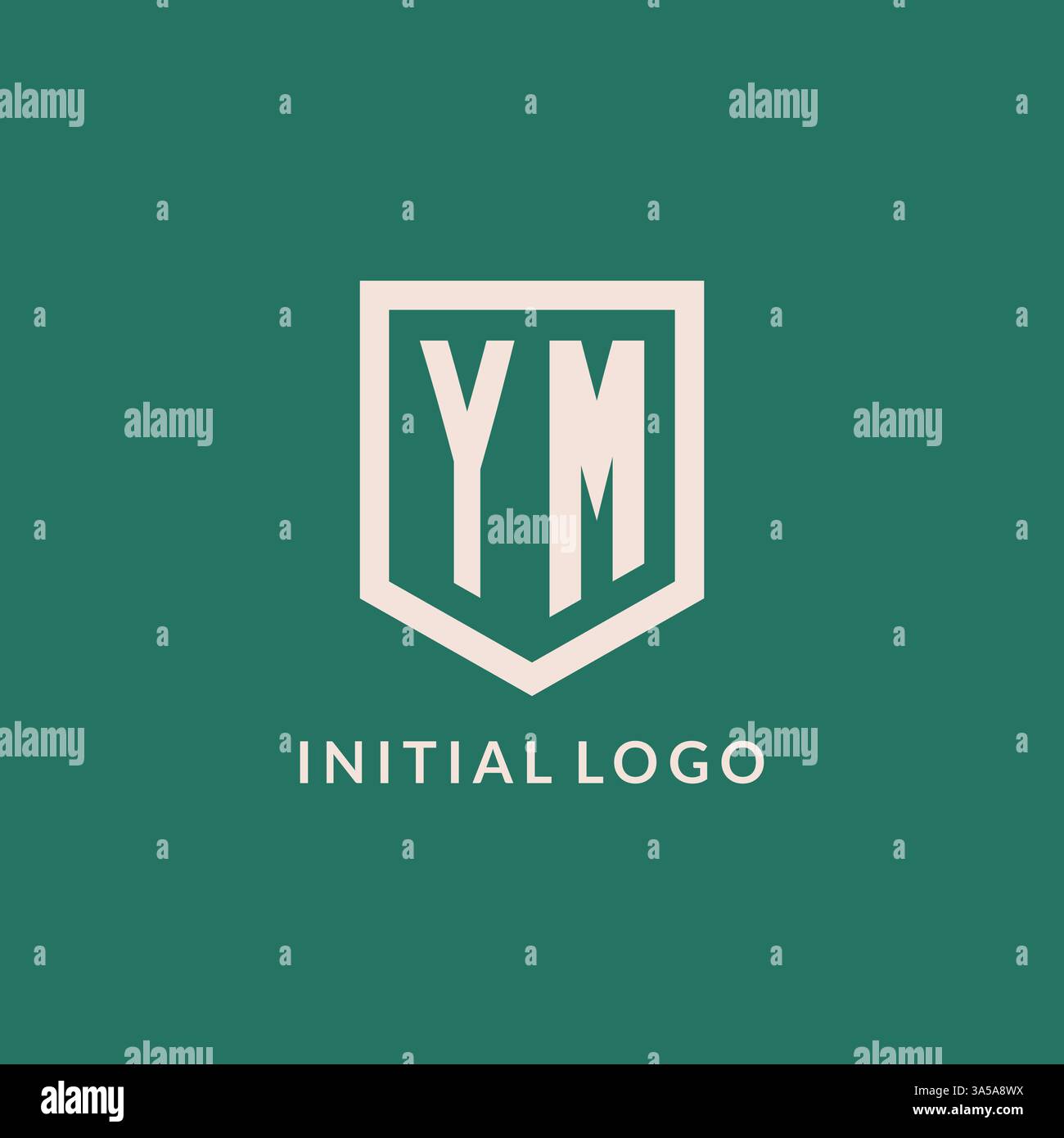 YM initial logo monogram shield geometric shape design vector graphic Stock Vector