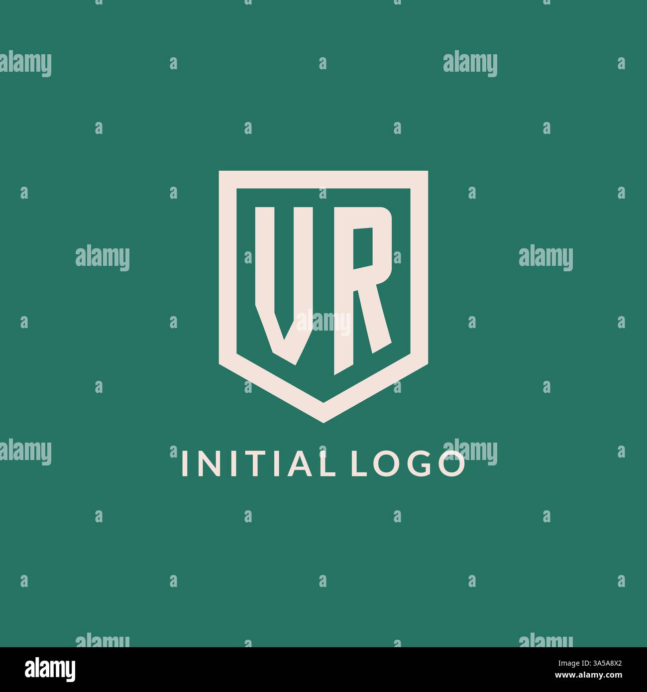 VR initial logo monogram shield geometric shape design vector graphic Stock Vector