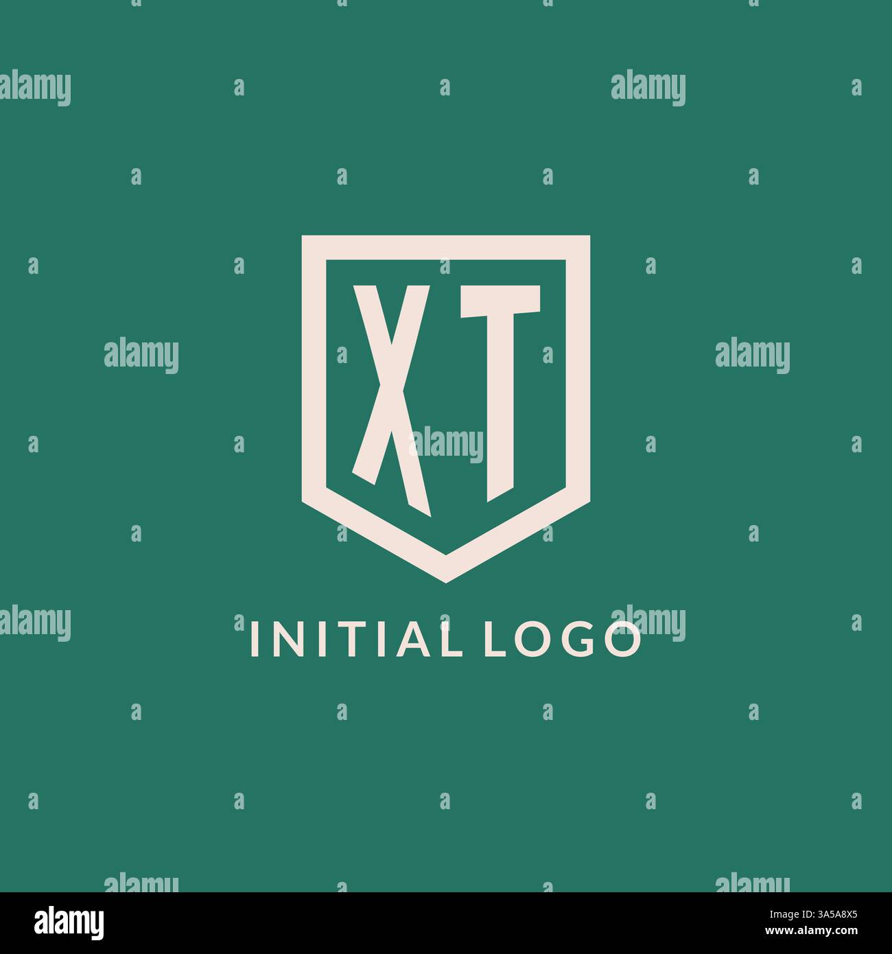 XT initial logo monogram shield geometric shape design vector graphic Stock Vector