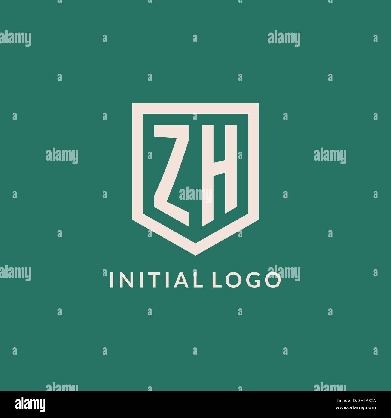 ZH initial logo monogram shield geometric shape design vector graphic Stock Vector