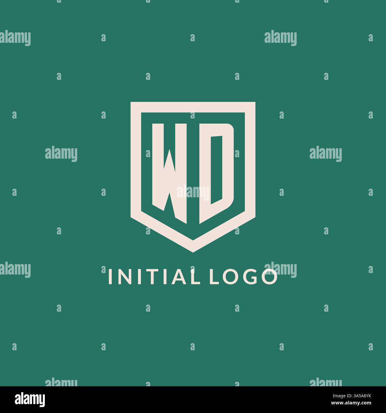 WD initial logo monogram shield geometric shape design vector graphic Stock Vector