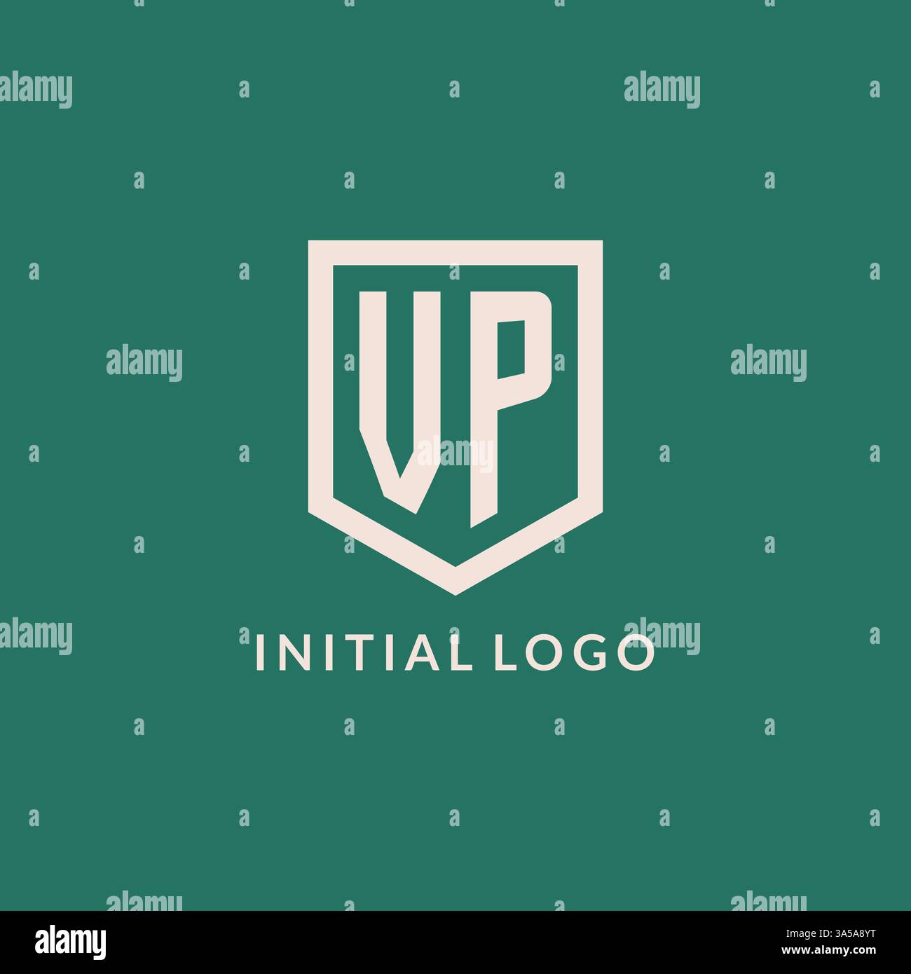 VP initial logo monogram shield geometric shape design vector graphic Stock Vector