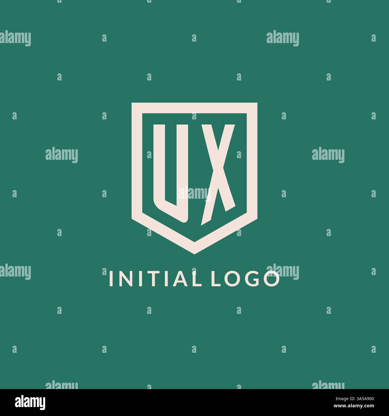 UX initial logo monogram shield geometric shape design vector graphic Stock Vector
