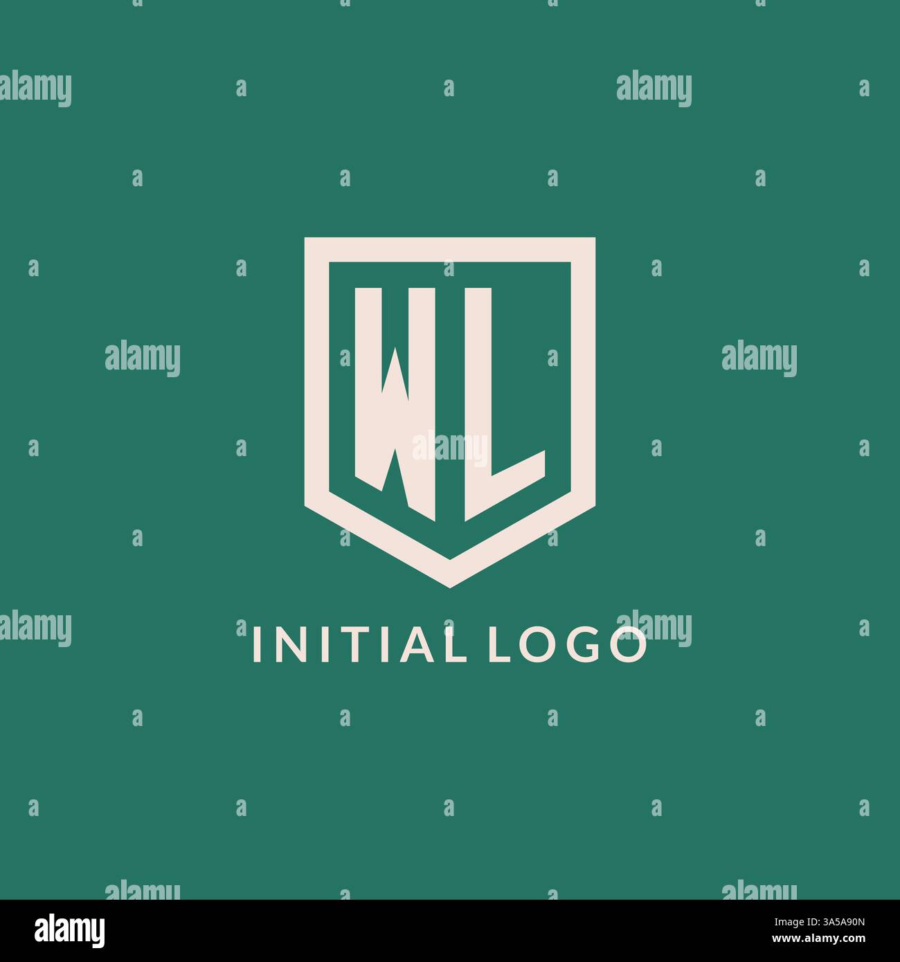 WL initial logo monogram shield geometric shape design vector graphic Stock Vector
