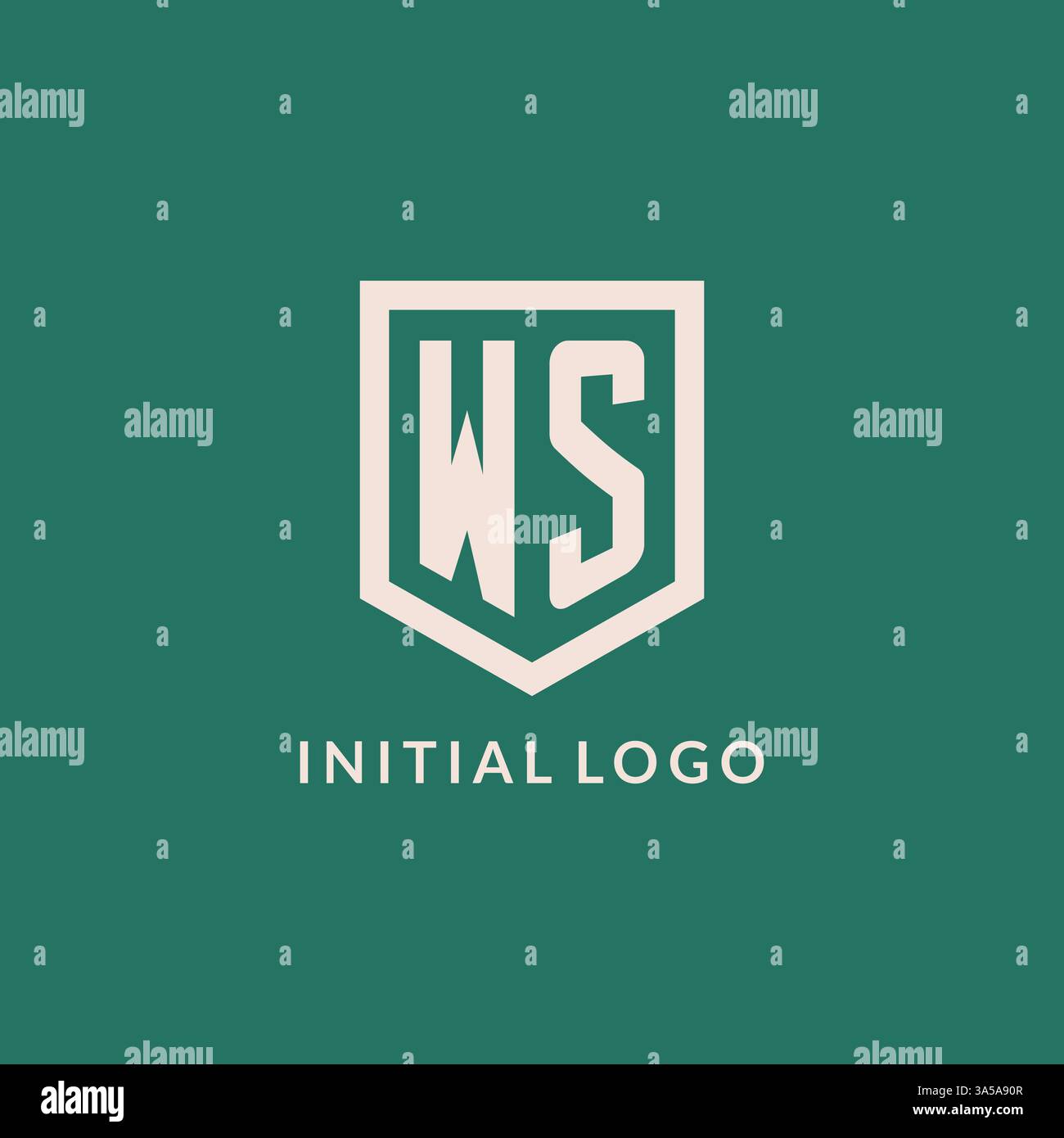 WS initial logo monogram shield geometric shape design vector graphic Stock Vector