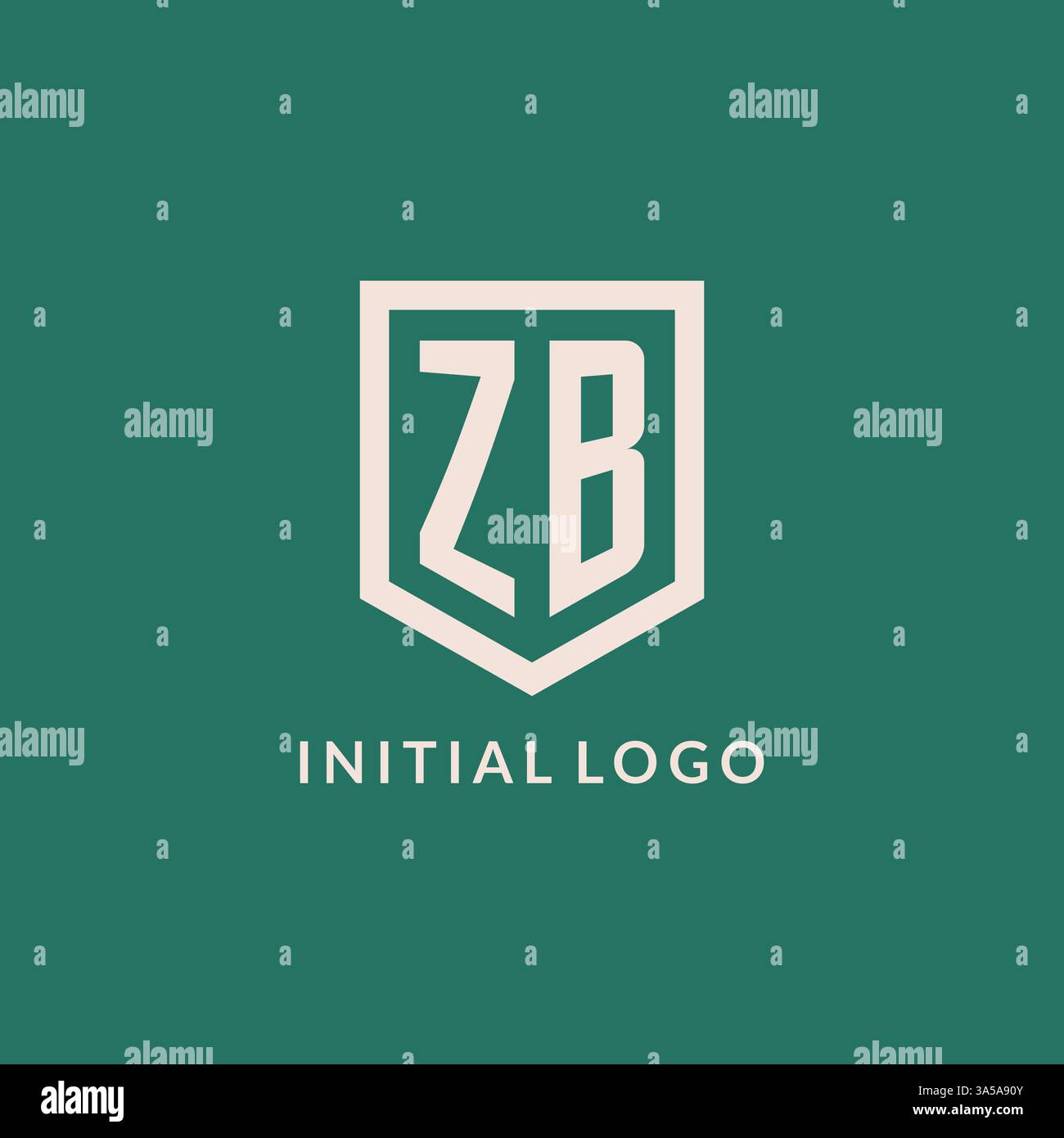 ZB initial logo monogram shield geometric shape design vector graphic Stock Vector