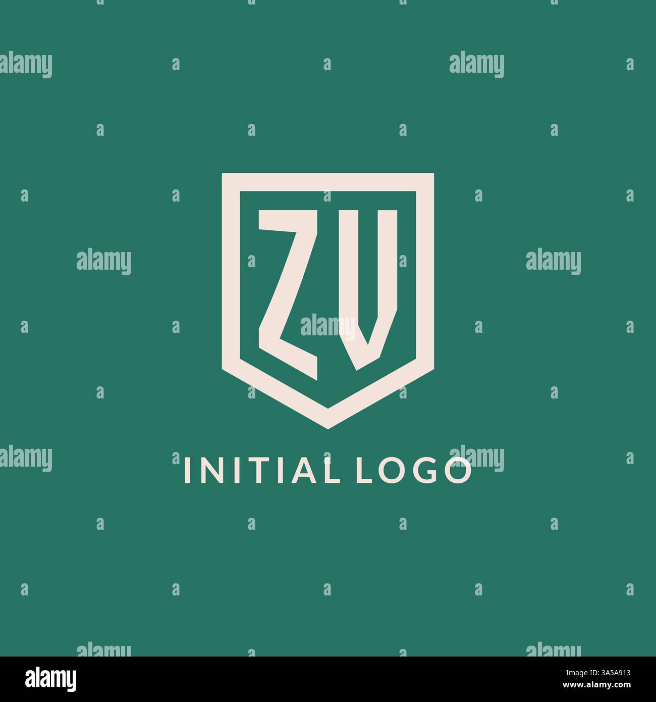 ZV initial logo monogram shield geometric shape design vector graphic Stock Vector